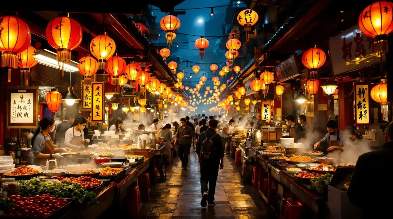 黄色一级a片夜市影视摊位场景
